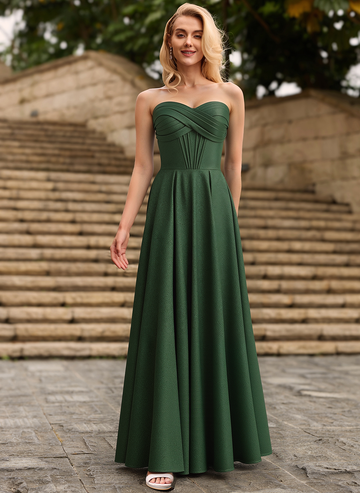 A-line Sweetheart Floor-Length Jersey Prom Dresses With Pleated