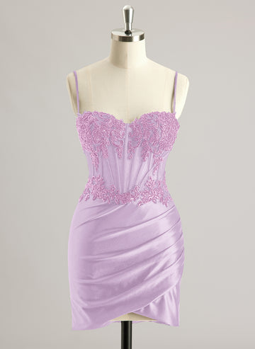 Sheath/Column Sweetheart Short/Mini Jersey Prom Dresses With Beading Sequins