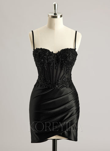 Sheath/Column Sweetheart Short/Mini Jersey Prom Dresses With Beading Sequins