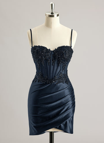 Sheath/Column Sweetheart Short/Mini Jersey Prom Dresses With Beading Sequins