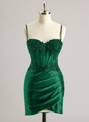 Sheath/Column Sweetheart Short/Mini Jersey Prom Dresses With Beading Sequins