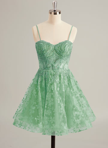 Ball-Gown/Princess Sweetheart Short/Mini Tulle Prom Dresses With Beading Sequins