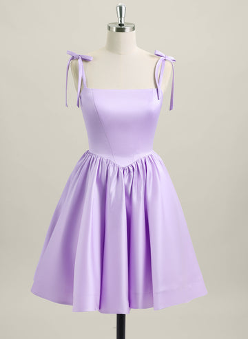 Ball-Gown/Princess Sleeveless Short Satin Homecoming Dress With Bow