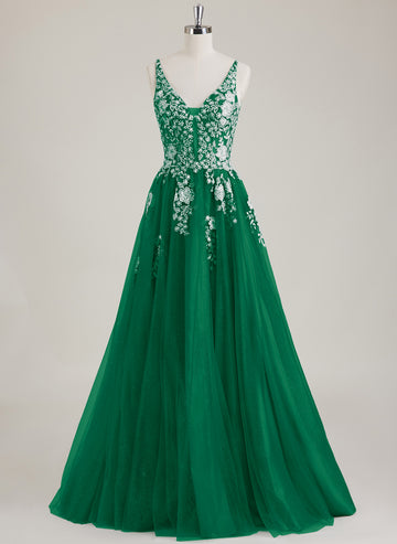 Sleeveless V-Neck Sequins Tull Ball-Gown/Princess Maxi Dress