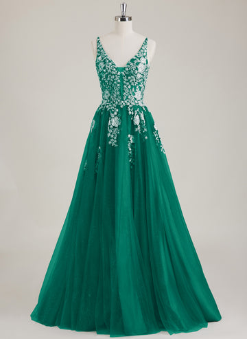 Sleeveless V-Neck Sequins Tulle Ball-Gown/Princess Maxi Dress