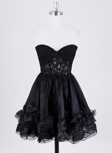 Ball-Gown/Princess Sleeveless Short Organza Homecoming Dress With Rhinestone