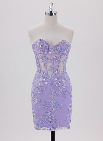 Sheath/Column Sleeveless Short Tulle Homecoming Dress With Sequins