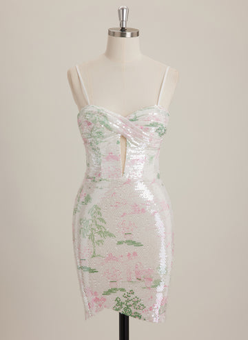 Sheath/Column Sweetheart Short Sequin Mini Dress With Sequins