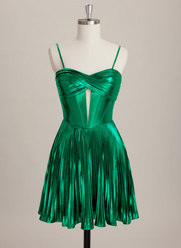 A-line Sweetheart Short Metallic Mini Dress