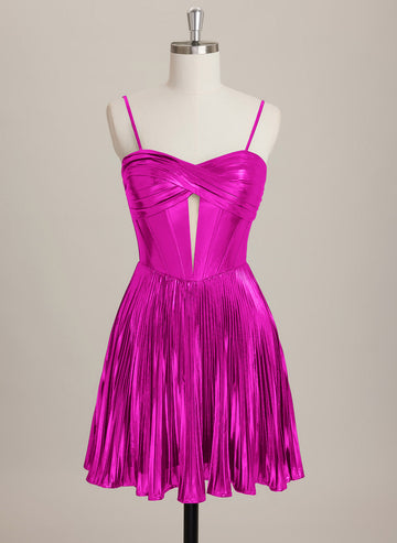 A-line Sweetheart Short Metallic Mini Dress