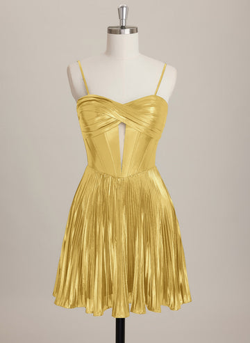 A-line Sweetheart Short Metallic Mini Dress