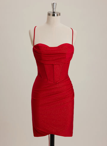 Sheath/Column Sweetheart Short Mini Dress With Pleated