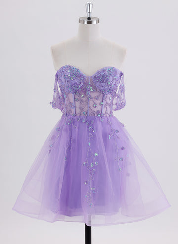 Ball-Gown/Princess Short Lace Homecoming Dress With Sequins