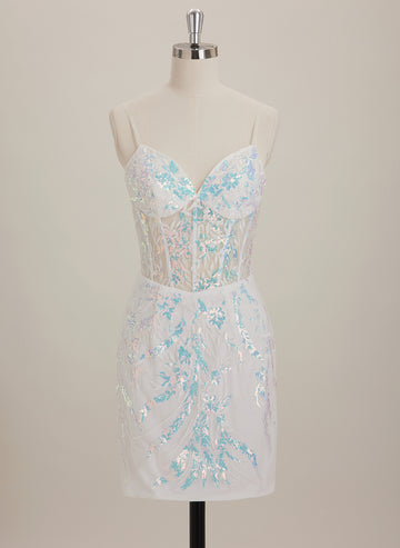 Sheath/Column V-Neck Short Sequin Mini Dress With Sequins