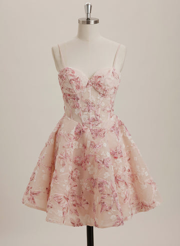 A-line Sweetheart Short Tulle Mini Dress With Flower