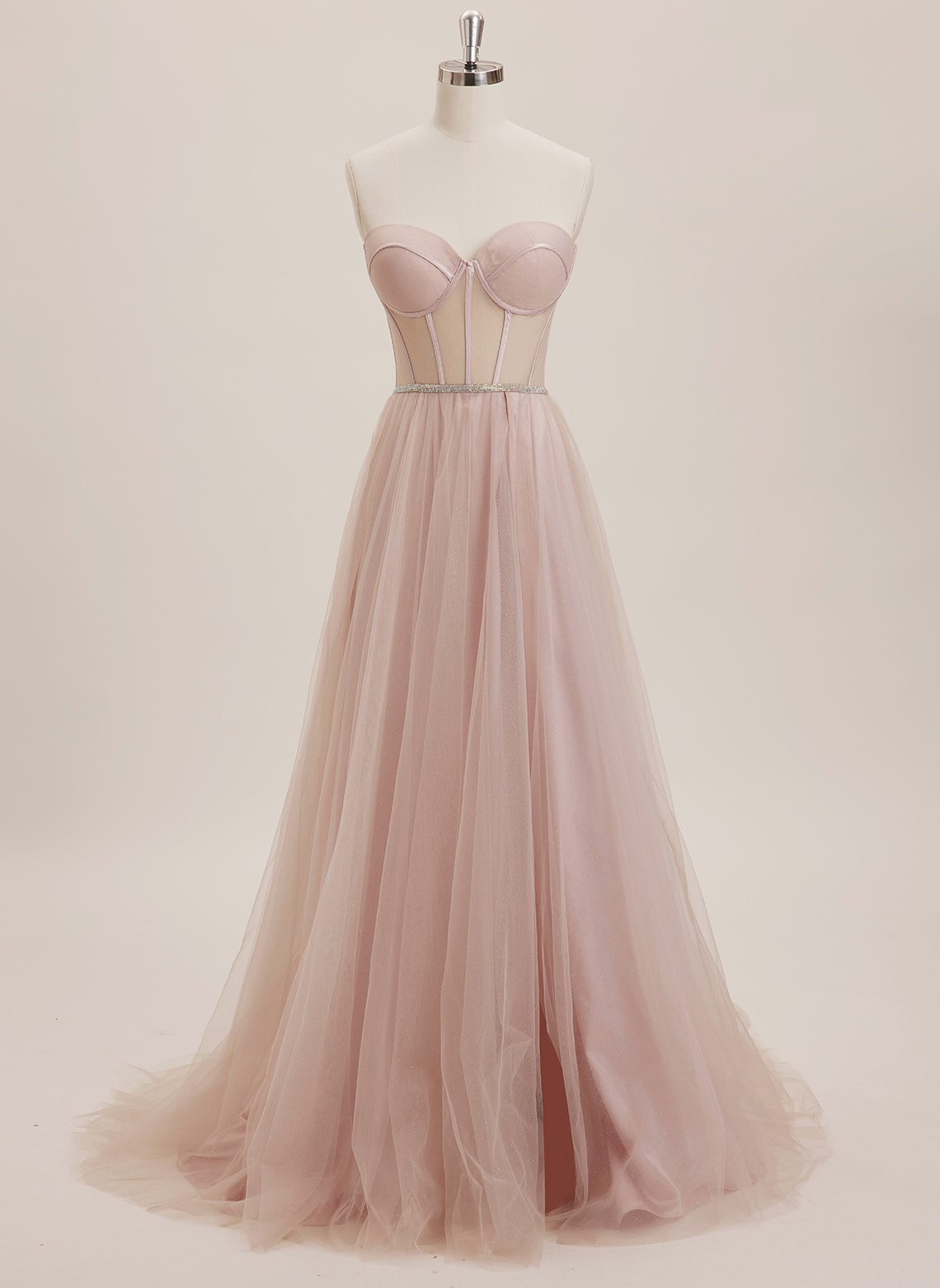 Ball-Gown/Princess Scoop Floor-Length Tulle Maxi Dresses With Rhinestone Beading main image 0