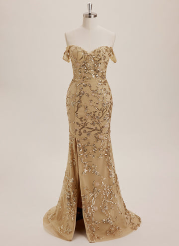 Trumpet/Mermaid Sweetheart Sweep Train Sequin Maxi Dresses With Sequins