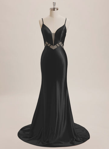 Trumpet/Mermaid V-Neck Sweep Train Jersey Maxi Dresses