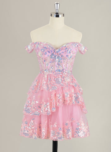 Ball-Gown/Princess Short Tulle Homecoming Dress With Sequins