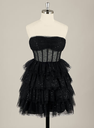 Ball-Gown/Princess Sleeveless Short Tulle Homecoming Dress With Ruffle