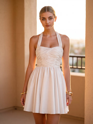 Ball-Gown/Princess Sleeveless Short Metallic Homecoming Dress With Pleated