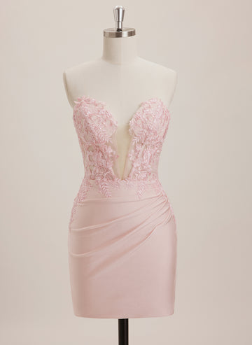 Sheath/Column V-Neck Short Jersey Mini Dress With Sequins