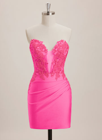 Sheath/Column V-Neck Short Jersey Mini Dress With Sequins