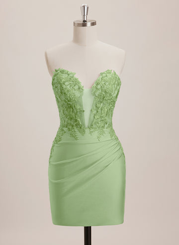 Sheath/Column V-Neck Short Jersey Mini Dress With Sequins