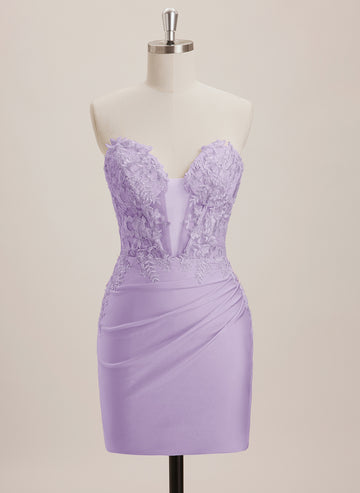 Sheath/Column V-Neck Short Jersey Mini Dress With Sequins