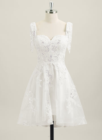 A-line Sleeveless Short Lace Homecoming Dress With Sequins