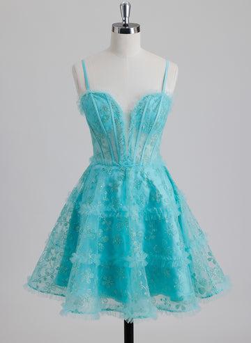 Ball-Gown/Princess Sweetheart Short Tulle Homecoming Dress With Ruffle