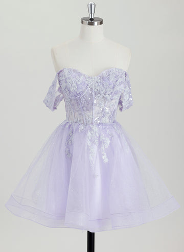 Ball-Gown/Princess Sweetheart Short Tulle Homecoming Dress With Beading Sequins