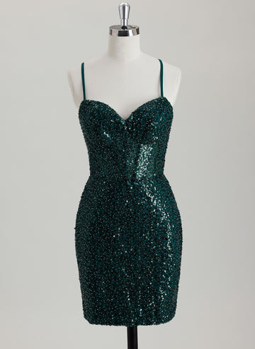 Sheath/Column Sweetheart Short Sequin Homecoming Dress With Sequins