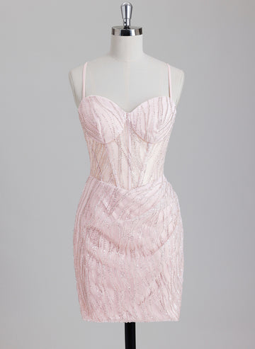 Sheath/Column Sweetheart Short Sequin Homecoming Dress With Beading Sequins