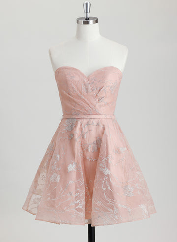 A-line Sweetheart Short Organza Homecoming Dress With Pleated