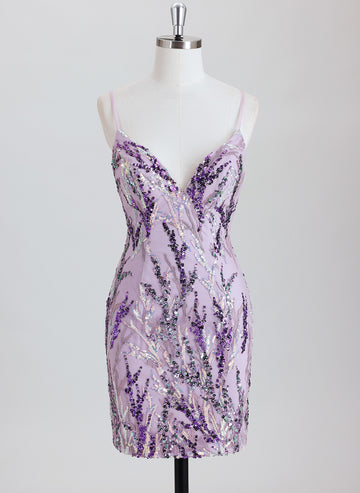 Sheath/Column Short Lace Homecoming Dress With Sequins