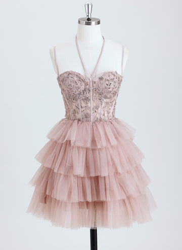 Ball-Gown/Princess Sweetheart Short Tulle Homecoming Dress With Sequins
