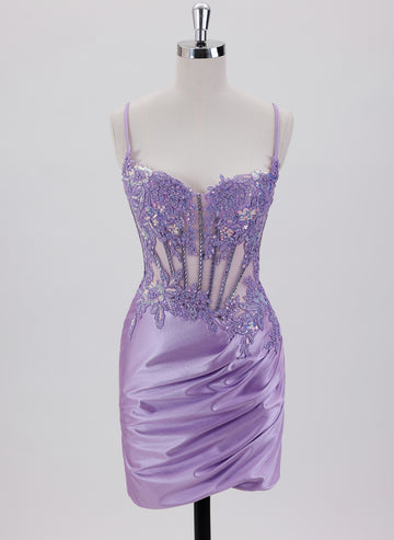 Sheath/Column Sleeveless Short Jersey Homecoming Dress With Sequins