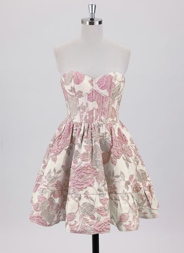 Ball-Gown/Princess Sleeveless Short Jacquard Homecoming Dress