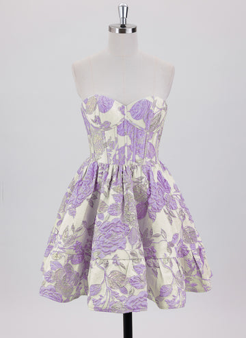 Ball-Gown/Princess Sleeveless Short Jacquard Homecoming Dress