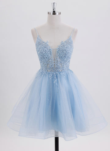 Ball-Gown/Princess Short Tulle Homecoming Dress With Rhinestone
