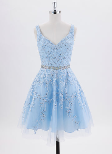 Ball-Gown/Princess Sleeveless Short Tulle Homecoming Dress With Rhinestone