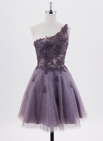 A-line Sleeveless Short Tulle Homecoming Dress With Sequins