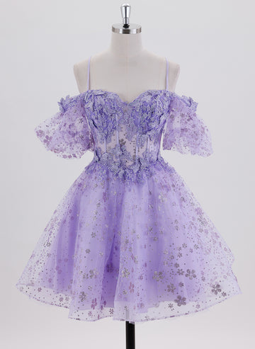 Ball-Gown/Princess Short Tulle Homecoming Dress With Appliques