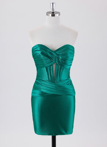 Sheath/Column Sleeveless Short Jersey Homecoming Dress With Pleated