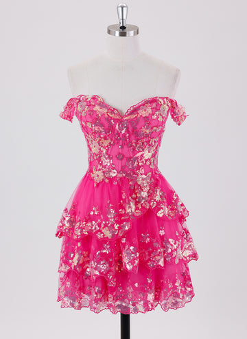 Ball-Gown/Princess Short Tulle Homecoming Dress With Sequins