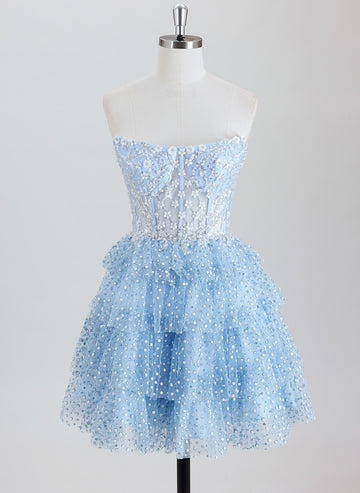 Ball-Gown/Princess Short Lace Homecoming Dress With Sequins