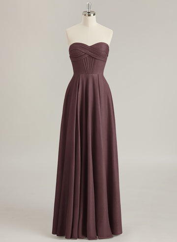 A-line Sweetheart Floor-Length Jersey Prom Dresses With Pleated
