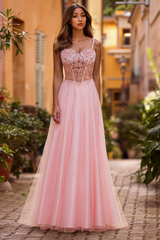 Strapless Sweetheart Rhinestone Sequins Tulle Ball-Gown/Princess Maxi Dress