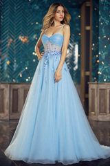Sleeveless Sweetheart Sequins 3D Floral Tulle Ball-Gown/Princess Maxi Dress